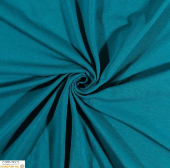 Jersey coton uni bleu pétrole