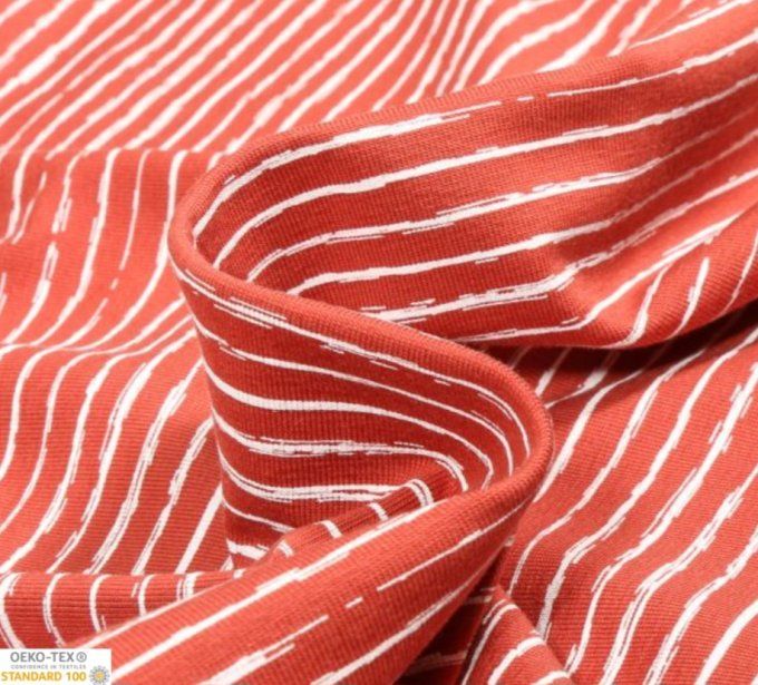 Jersey coton rayures rouille
