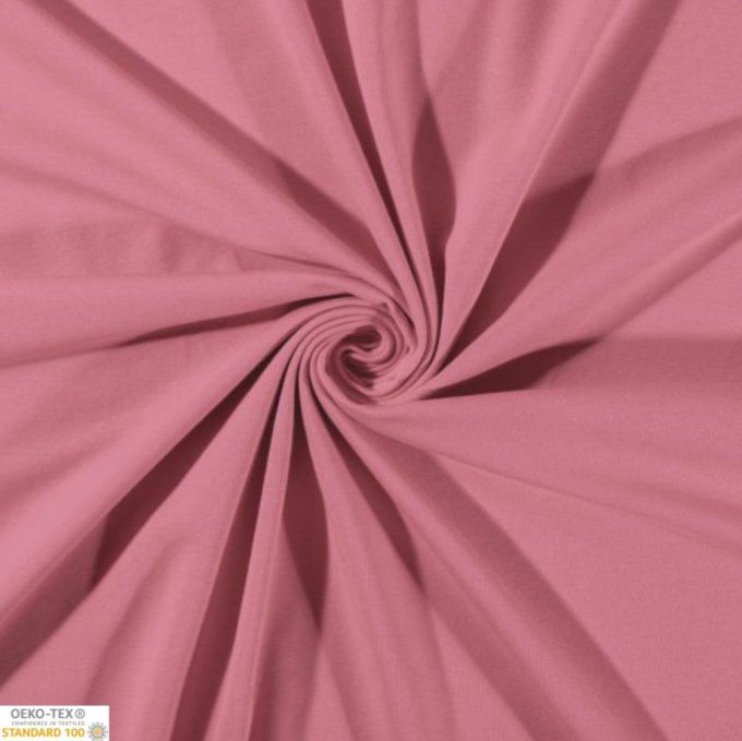 Jersey coton uni Vieux rose